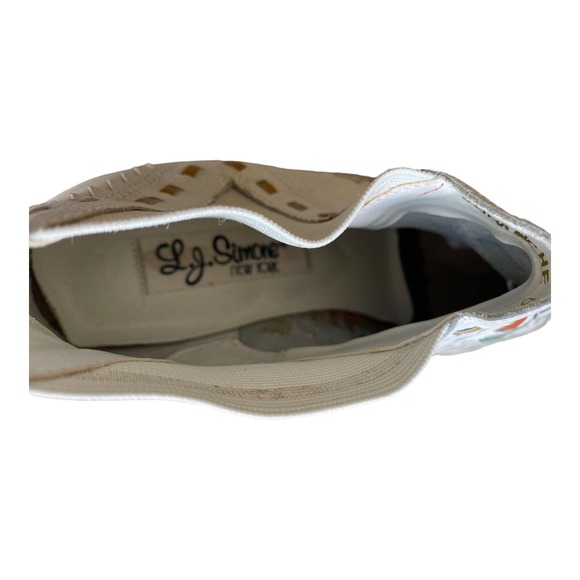 Vintage L J Simone Comanche White Ankle Boot Leather Southwest Size 8.5B - Picture 9 of 11